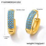 color: F1695-Gold Blue Turquoise Earrings -Large
