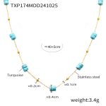 color: TXP174-Gold Blue Turquoise Necklace