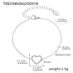 color: TXE234-Steel Color Heart Zircon Bracelet 16+5cm