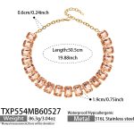 color: TXP554-Orange Glass Stone Necklace -50.5cm