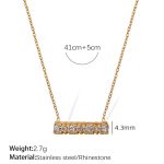 color: XL382WEG White Rhinestone Gold Necklace