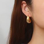 Stainless Steel Water Drop Earrings Women's Light Luxury High-End All-Match 18K Earrings