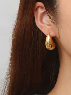 Stainless Steel Water Drop Earrings Women's Light Luxury High-End All-Match 18K Earrings