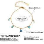 color: TXE065-Blue Zircon Gold Bracelet -17+5cm