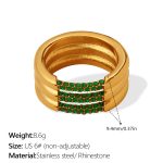 color: JZ175GNG6 Green Rhinestone Ring