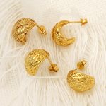 Trade Stainless Steel Geometric Ellipse Stud Earrings for Women Retro Easy Matching High-Grade Earrings