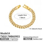 color: TXE017-A Style Full Pave Zircon Gold Bracelet -19cm