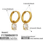 color: F178-Oval Zircon Gold Earrings -C