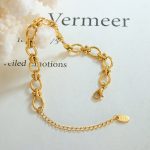 Simple Elegant Thick Chain Couple Bracelet Jewelry Stainless Steel 18K Gold Stitching Ornament Personality Fashion