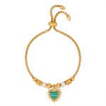 color: E465-Gold Green Stripes Bracelet