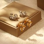 Irregular Winding Pearl Stainless Steel Earrings Women's Retro Light Luxury Plated 18K Earrings