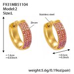 color: F931-2 Pink Color Zircon Earrings -Large