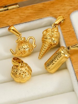 Stainless Steel 18K Gold Plating Cola Teapot Ice Cream Pendant Female DIY Bracelet Necklace Accessories