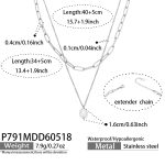 color: P791-Steel Color Double Layer Necklace
