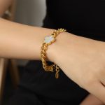 color: E328-White Shell Gold Bracelet -15+3cm