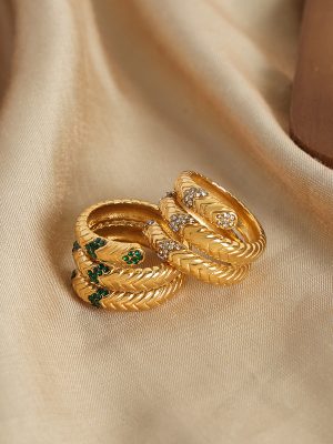 New Mild Luxury Retro Stainless Steel Gold-Plated Inlaid Colorful Crystals Multi-Layer Texture Open-End Personality Ring Ornament Female