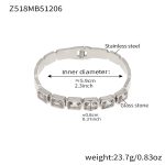 color: Z518-Steel Color White Glass Stone Bangle
