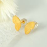 Design Ins Lattice Stainless Steel 18K Gold Plating Earrings Butterfly Shape Earrings Female Cold