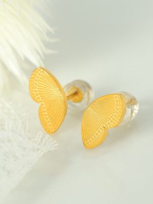 Design Ins Lattice Stainless Steel 18K Gold Plating Earrings Butterfly Shape Earrings Female Cold