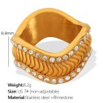 color: JZ19 US Size 7# White Rhinestone Gold Ring