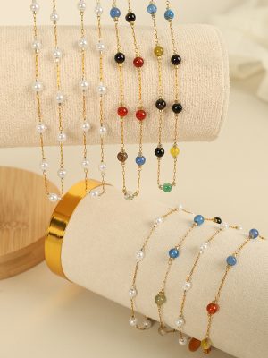 New Product Creative Ornament Suit Chains Women's All-Match Simple Collarbone Necklace Bracelet Pearl Item