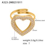 color: A323-2 Gold Heart Zircon Ring -Size 7