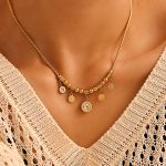 Roman Numerals Multi Accessories Zircon Tassel Suit Bracelet Necklace Stainless Steel Casual Ornament