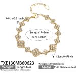 color: TXE130-White Zircon Gold Bracelet -17+5cm