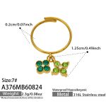 color: A376-Green Zircon Gold Ring -Size 7