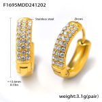 color: F1695-Gold White Zircon Earrings -Medium