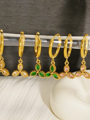 Personality Jeweled Earrings Graceful Earrings Advanced Stainless Steel Plated 18K Gold Earrings