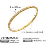 color: Z171-Inlaid Zircon Gold Bangle
