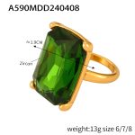 color: A590-Gold Green Zircon Ring / size: US 6