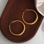Premium Earrings Design High-Key Dignified Stainless Steel Gold Plated Big Circle Ornament Female 316L