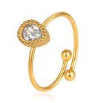color: Drop Zircon Ring White Zircon / size: Open Adjustable