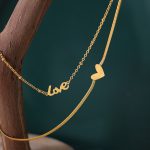 Summer High-End Foot Ornaments Blogger Same Letter Love Stainless Steel Pendant Double-Circle Anklet Female
