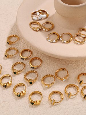 Popular Ornament Stainless Steel 18K Gold Plated Earring Ear Clip Earrings for Summer Inlaid Rhinestone