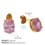 color: EH1253PKG Pink Zircon Stud Earrings