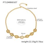 color: P712-Gold Necklace 41+5cm