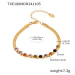 color: TXE180-Gold Colorful Zircon Blade Bracelet