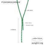 color: P1843-Gold Green Glass Stone Necklace
