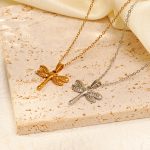 INS Stainless Steel Dragonfly Necklace Women's Versatile Simple 18K Necklace Spring New