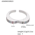 color: A560-Steel Color Full Pave Heart Zircon Ring / size: US 7
