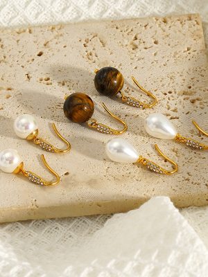 Stainless Steel Micro-Inlaid Earrings Female Temperament Wild Senior Dongguan Ornament