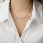 color: P404-Large Steel Color Necklace -40+5cm-20g