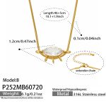 color: P252-B Style Marquise Zircon Gold Necklace -46+5cm