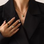 color: P254-Gold Turquoise Necklace -39+5cm