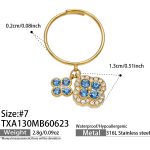 color: TXA130-Blue Color Zircon Gold Ring -Size 7