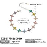 color: TXE617-Multicolor Zircon Steel Color Bracelet -17.5+5cm