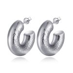 color: Hammered Big C Hollow Earrings Steel Color MS-202